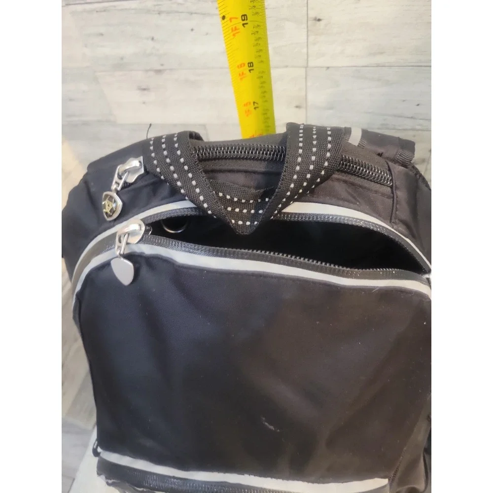 Ariat Ring Backpack Black Zip Closure, Zipper Pockets Unisex Adults